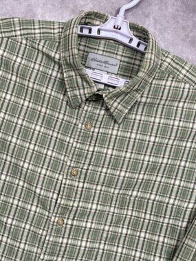 Eddie Bauer Button Up Shirt Mens XLTall Green Plaid Long Sleeve Casual Outdoors